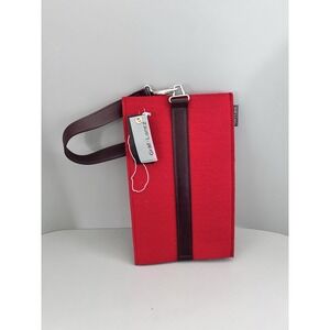NEW! Graf & Lantz Red Wool Felt Wine Bottle Bag Carrier W/ Strap